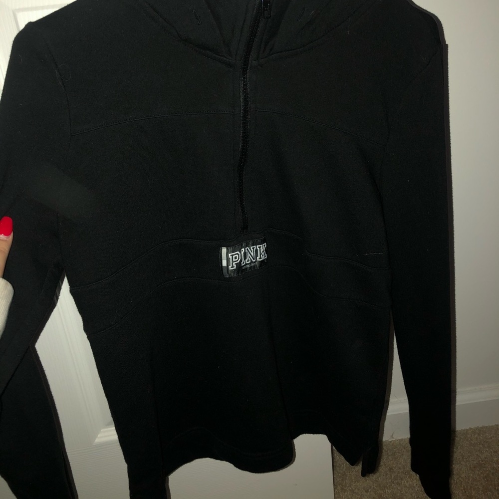 PINK half zip hooded size S, but fits like a M
